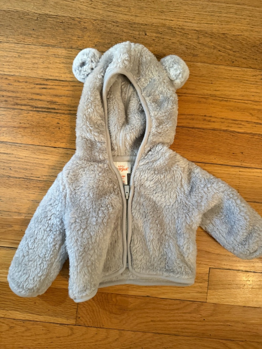 Cat & Jack Plush Baby Hoodie in Light Gray
